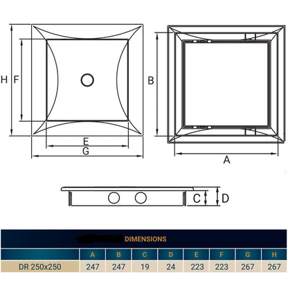 White Access Panel Service Door, 250mm x 250mm