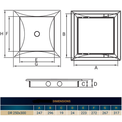 White Access Panel Service Door, 250mm x 300mm
