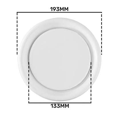 White Anemostat Intake Ceiling Valve, 150mm