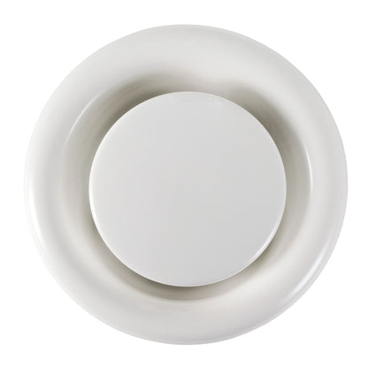 White Metal Anemostat Exhaust Ceiling Valve, 125mm