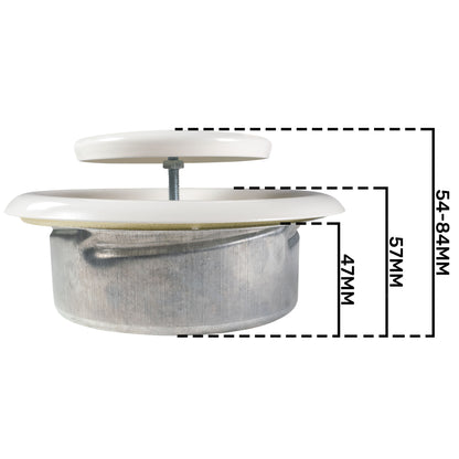 White Metal Anemostat Exhaust Ceiling Valve, 125mm