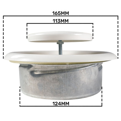 White Metal Anemostat Exhaust Ceiling Valve, 125mm