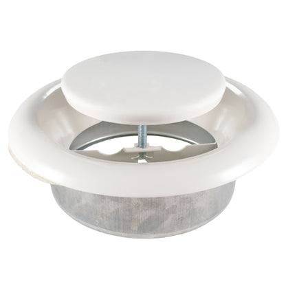 White Metal Anemostat Exhaust Ceiling Valve, 125mm
