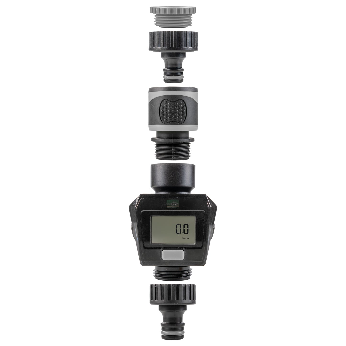 Water Flow Meter, Grey & Black
