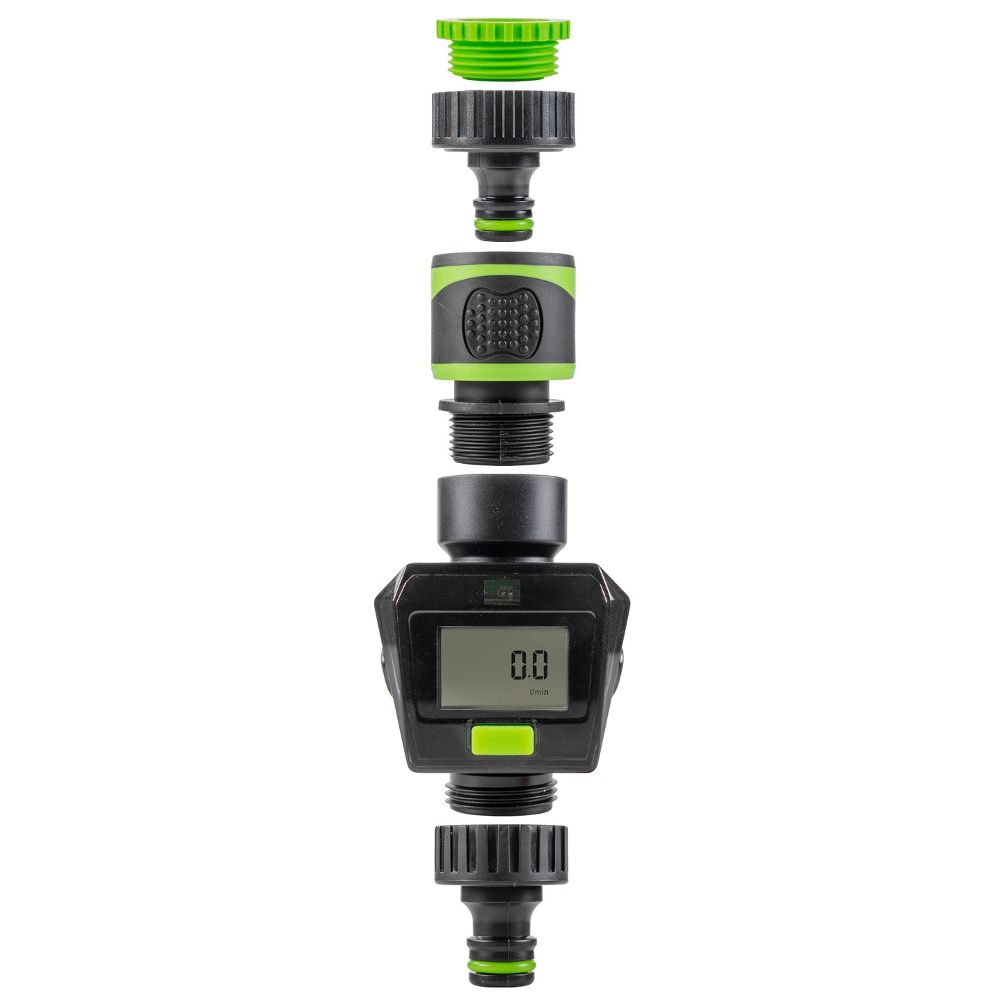 Water Flow Meter, Green & Black