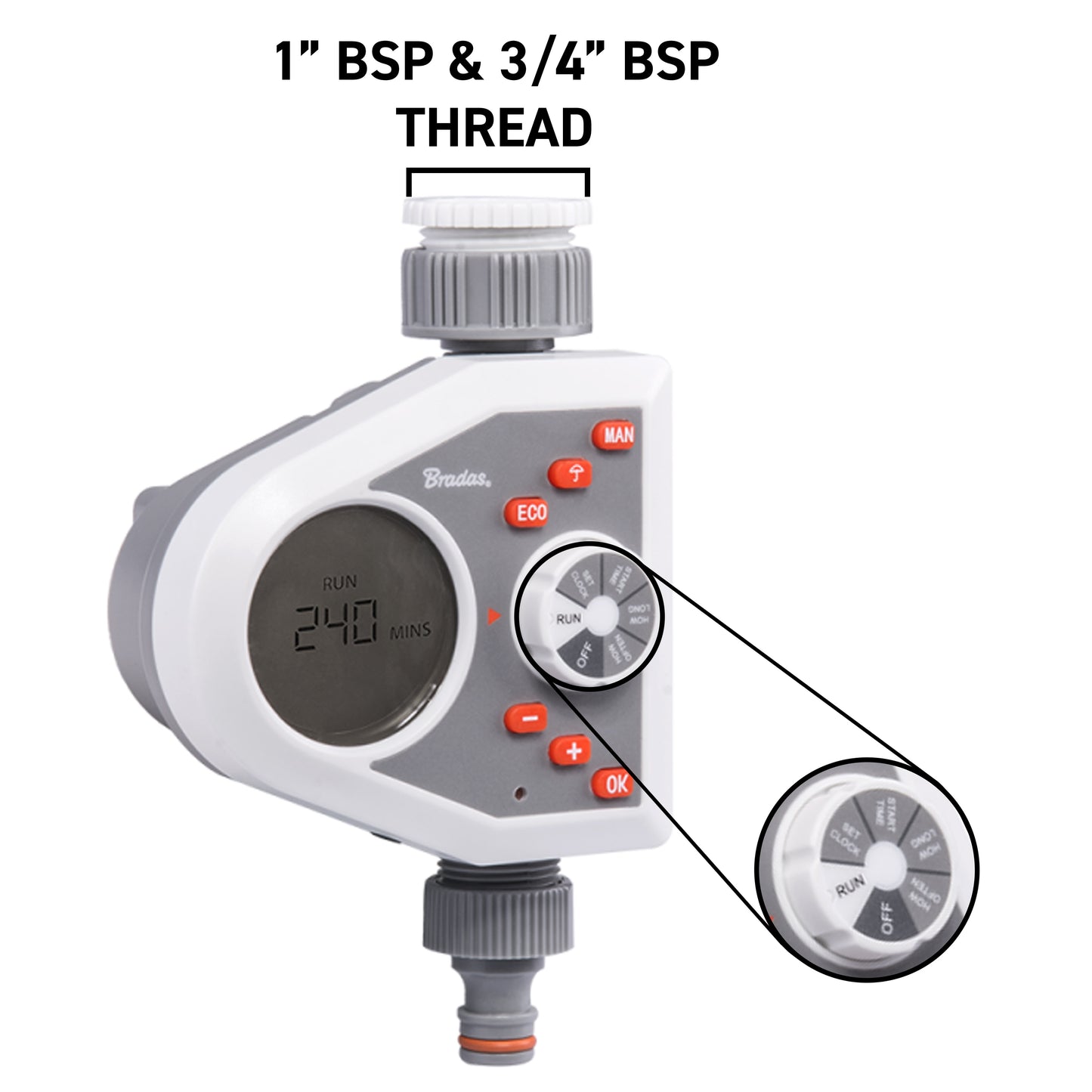 Single Outlet Electronic Control Water Timer, White Line
