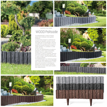 Grey Wood Texture Palisade Lawn Edging, 2.32m