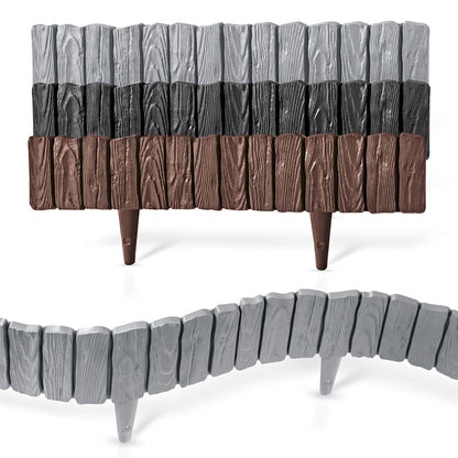 Grey Wood Texture Palisade Lawn Edging, 2.32m