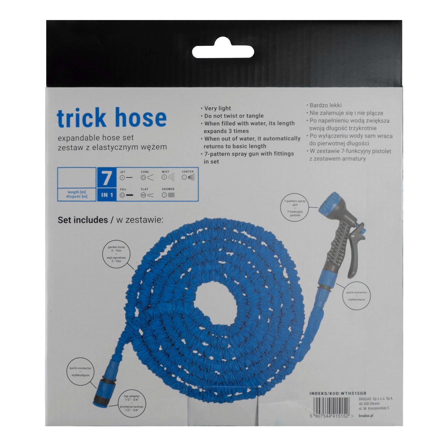Expanding Trick Hose 7.5m - 22m Blue