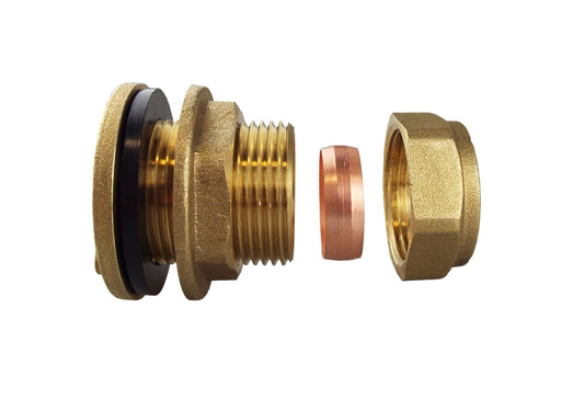 Brass Compression Water Tank Adapter for 15mm Copper Pipe
