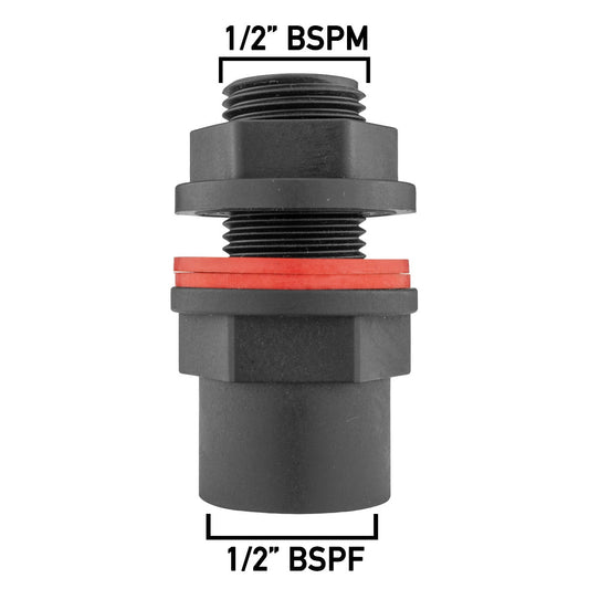 Male to Female Threaded Water Butt Tank Adapter, 1/2"