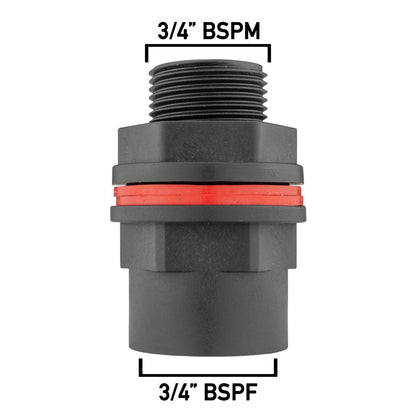 Male to Female Threaded Water Butt Tank Adapter, 3/4"