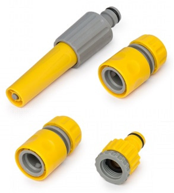 Hose Connectors Set with Nozzle, Yellow