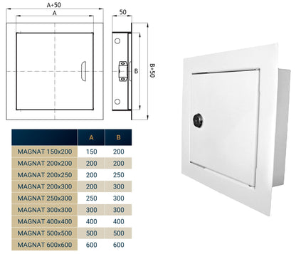 Lockable White Access Panel Service Door, 200mm x 200mm