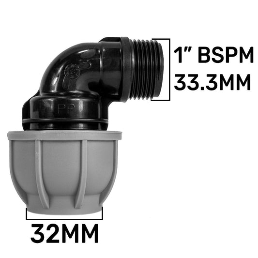 MDPE Elbow, 32mm - 1" BSPM