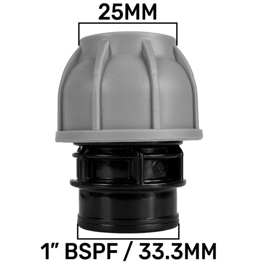MDPE Straight Connector Coupling, 25mm - 1" BSPF