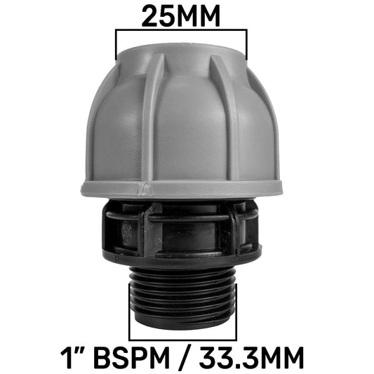 MDPE Straight Connector Coupling, 25mm - 1" BSPM