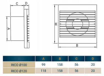 Rico Axial Bathroom Extraction Fan, 120mm