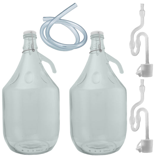 5L Glass Demijohns with Swing-top Caps, Airlocks, Bungs & Siphon Tube, Box of 2