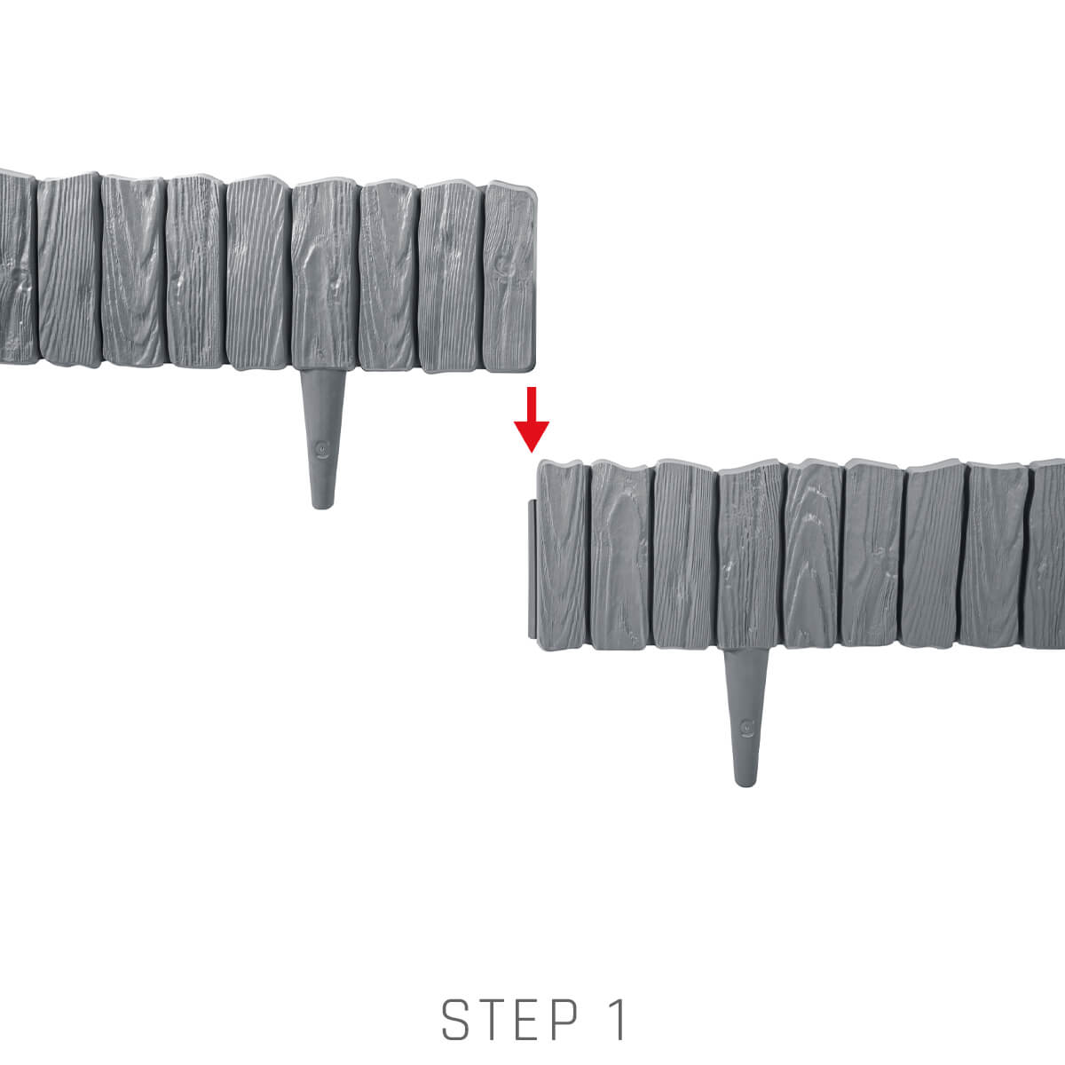 Grey Wood Texture Palisade Lawn Edging, 2.32m