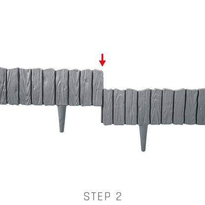 Grey Wood Texture Palisade Lawn Edging, 2.32m
